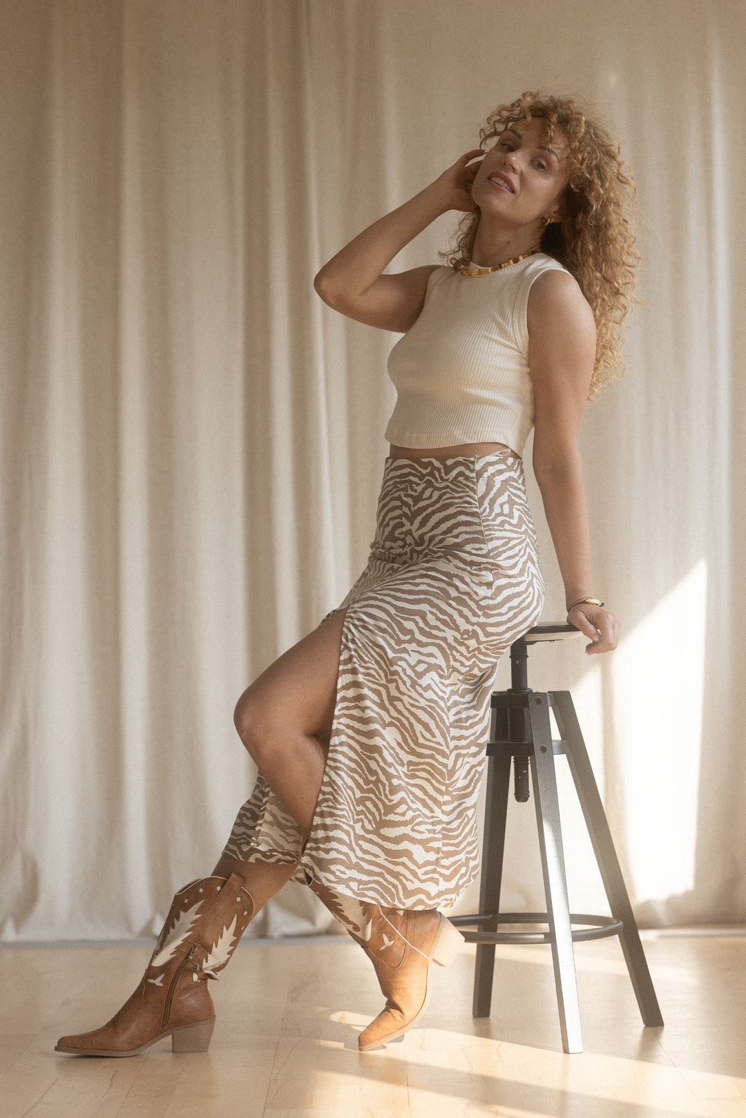 Spódnica Bonita - Crema (Wiskoza)