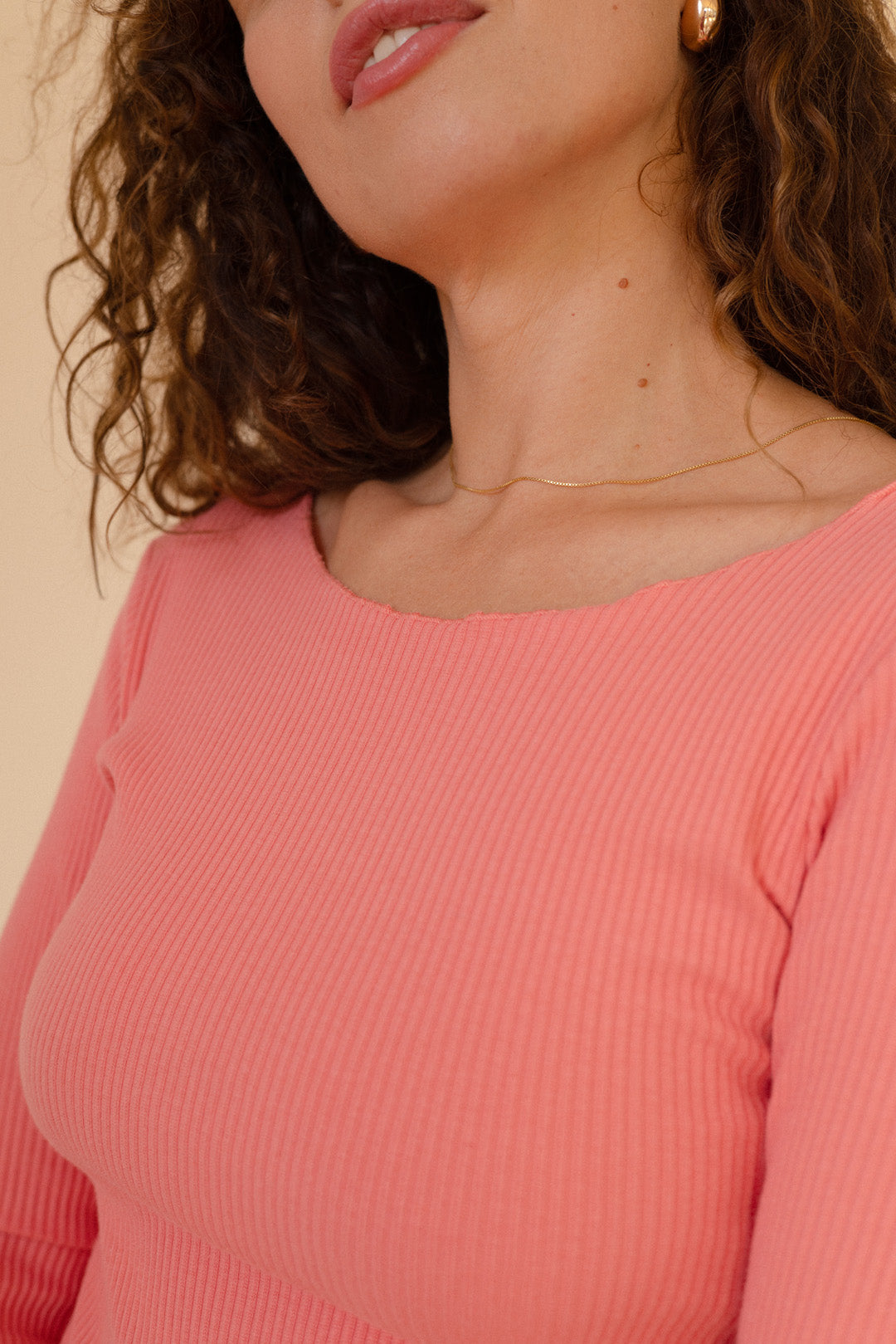 Longsleeve Francesca z Mereżką - Peachy Pink